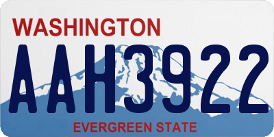 WA license plate AAH3922