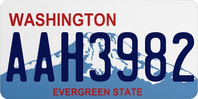 WA license plate AAH3982