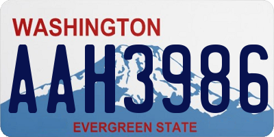 WA license plate AAH3986
