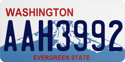 WA license plate AAH3992