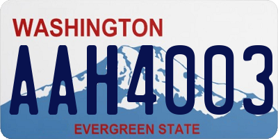 WA license plate AAH4003