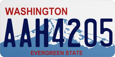 WA license plate AAH4205