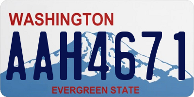 WA license plate AAH4671