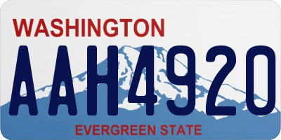 WA license plate AAH4920