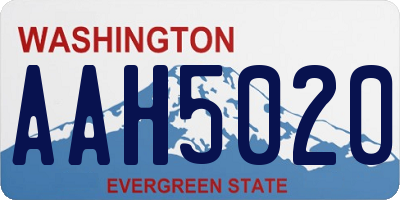 WA license plate AAH5020