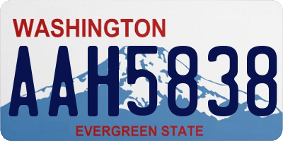WA license plate AAH5838