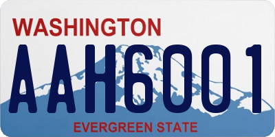 WA license plate AAH6001