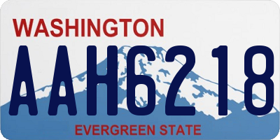WA license plate AAH6218