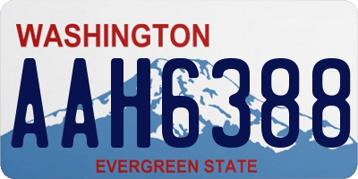 WA license plate AAH6388