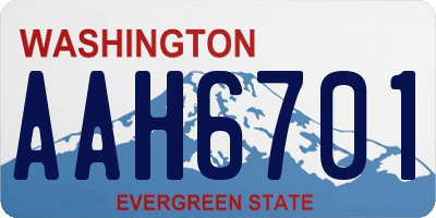WA license plate AAH6701