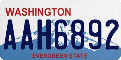 WA license plate AAH6892