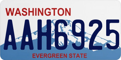 WA license plate AAH6925