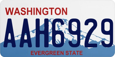 WA license plate AAH6929