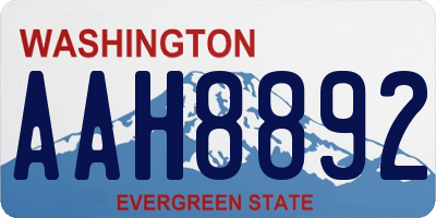 WA license plate AAH8892