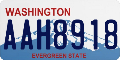 WA license plate AAH8918
