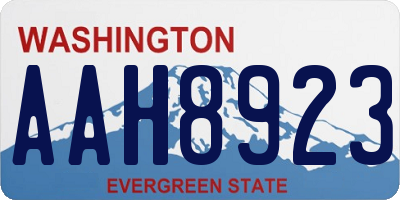 WA license plate AAH8923