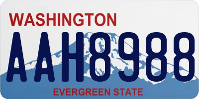WA license plate AAH8988