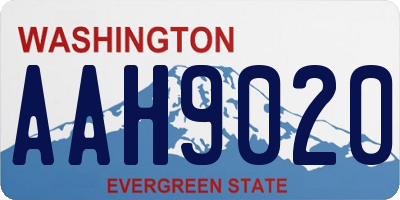 WA license plate AAH9020