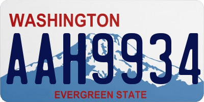 WA license plate AAH9934