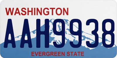 WA license plate AAH9938