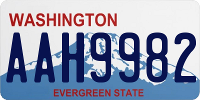 WA license plate AAH9982