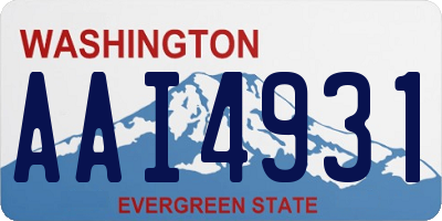 WA license plate AAI4931
