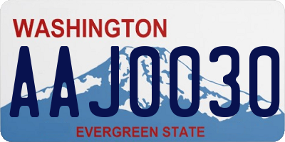 WA license plate AAJ0030