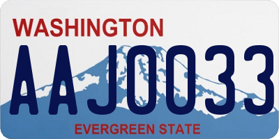 WA license plate AAJ0033