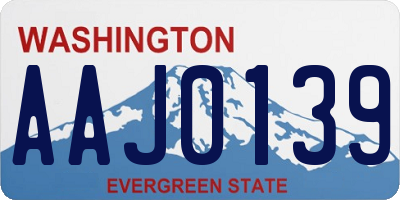WA license plate AAJ0139