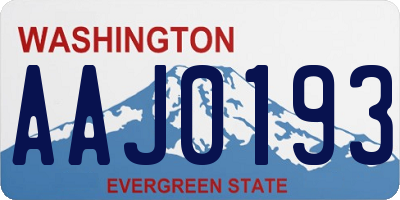 WA license plate AAJ0193