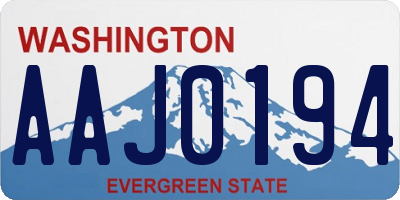 WA license plate AAJ0194