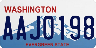 WA license plate AAJ0198