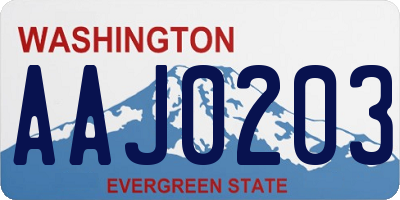 WA license plate AAJ0203