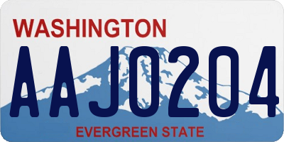 WA license plate AAJ0204