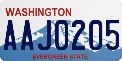 WA license plate AAJ0205