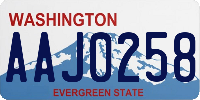 WA license plate AAJ0258