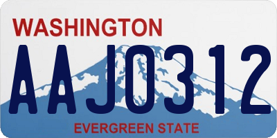 WA license plate AAJ0312