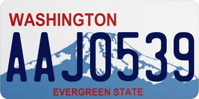 WA license plate AAJ0539