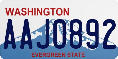 WA license plate AAJ0892