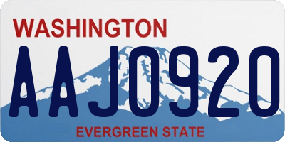 WA license plate AAJ0920