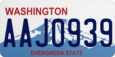 WA license plate AAJ0939