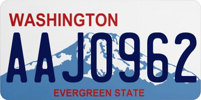 WA license plate AAJ0962