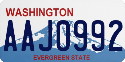 WA license plate AAJ0992