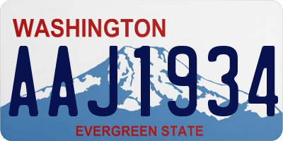 WA license plate AAJ1934