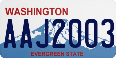 WA license plate AAJ2003