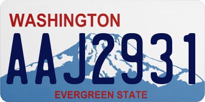 WA license plate AAJ2931