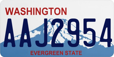WA license plate AAJ2954