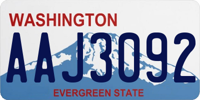 WA license plate AAJ3092