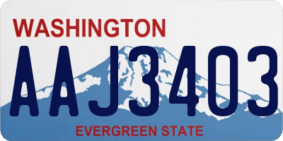 WA license plate AAJ3403