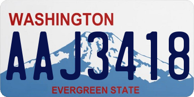 WA license plate AAJ3418